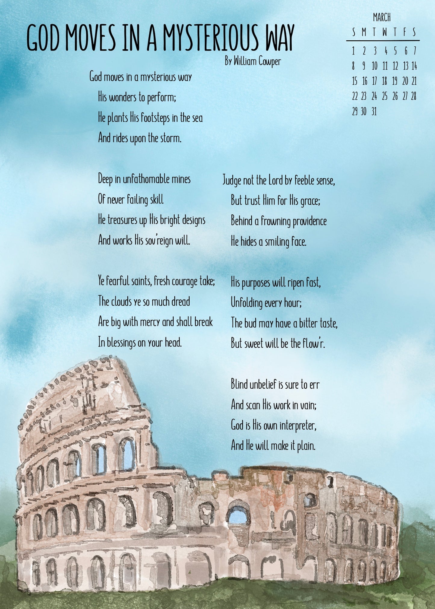 2026 Recitation Calendar digital Download